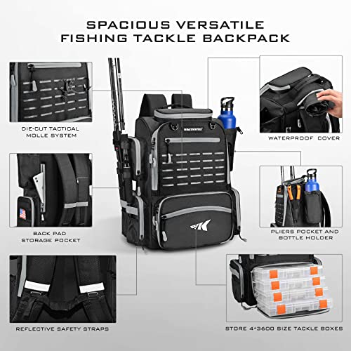 43L Fishing Tackle Backpack with Rod Holders and Rain Cover M33275