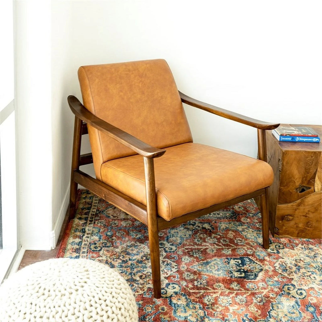 Mid-Century Modern Tight Back Leather Lounge Chair X709337