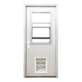 White Primed Fiberglass Prehung Back Door with XL Pet Door M814358