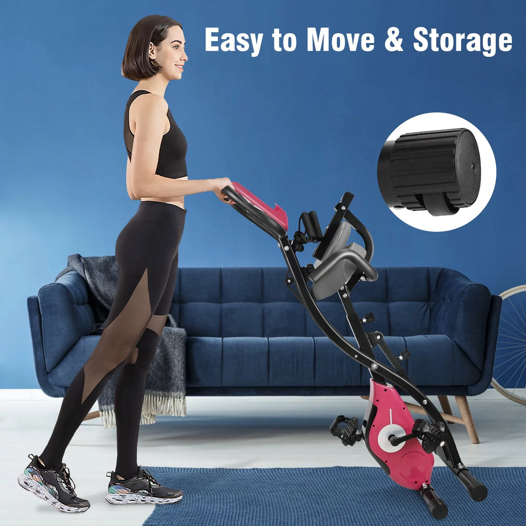 White Magnetic Folding Exercise Bike L716