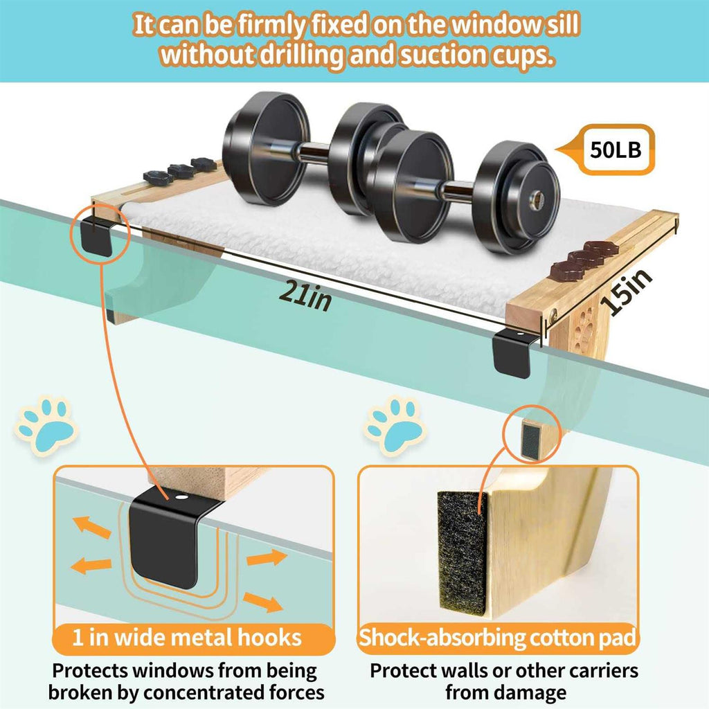 Cat Window Perch with Wood and Metal Frame S21786