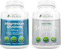 Magnesium Glycinate 400mg + Selenium 200mcg Vegan Bundle 270 Tablets & 365 Capsules Z5037
