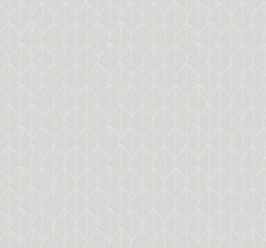 Cool Grey Leaf Wallpaper J2236