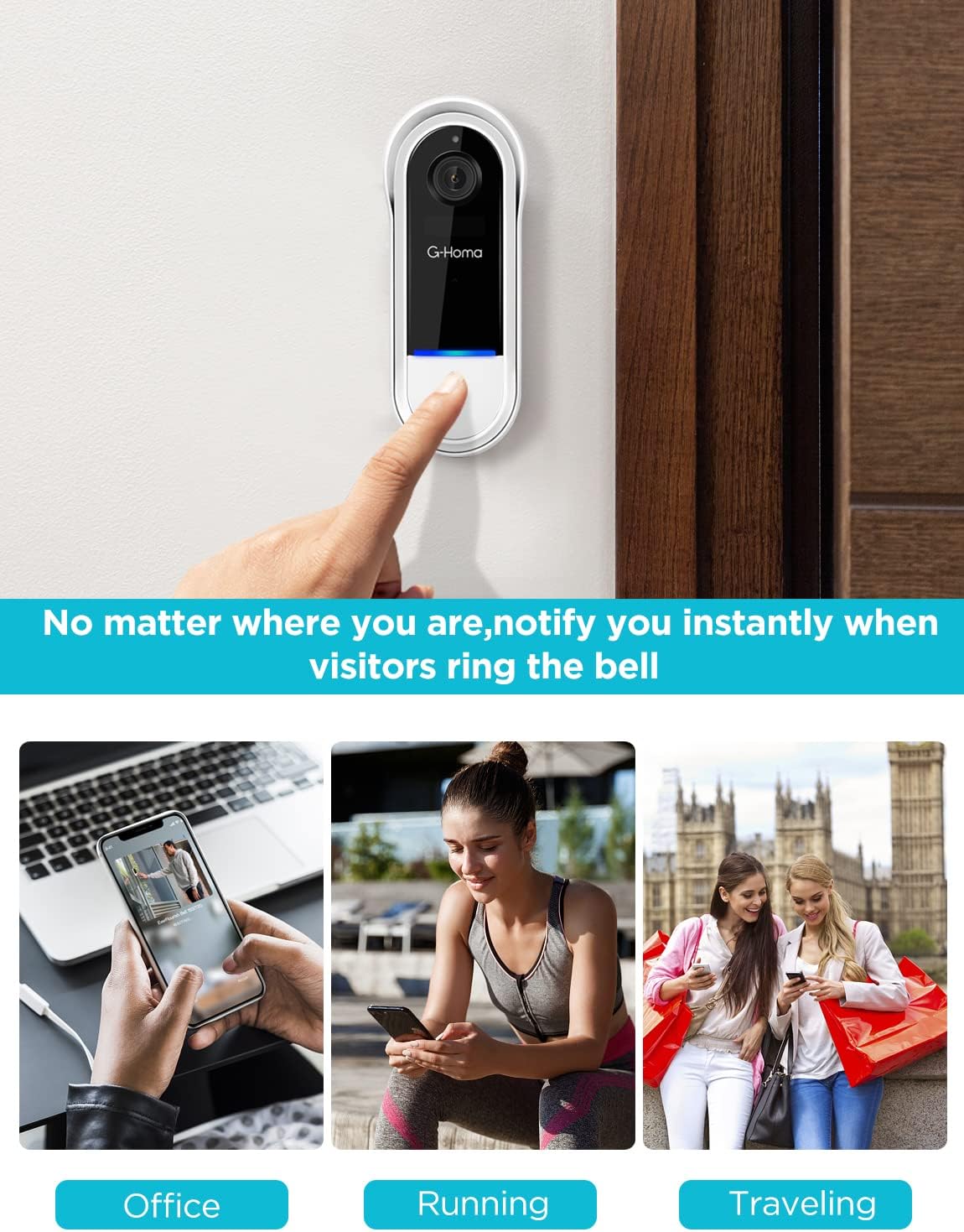 Wireless Wi-Fi Video Doorbell Camera with Motion Detector Z44806