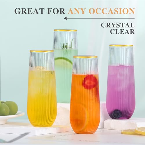 48 Pack 9 Oz Clear Plastic Stemless Champagne Flutes N7530