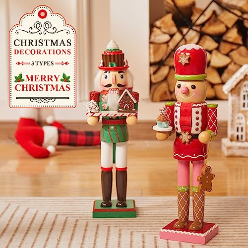 3 Pcs Pink Wooden Nutcracker Figures K37257