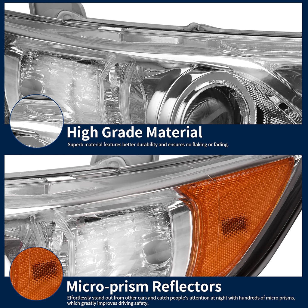 Headlight Assembly with Chrome Housing Clear Lens Y91463