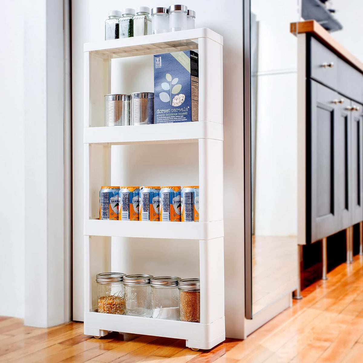 White 4 Tiers Slim Rolling Storage Cart M91733