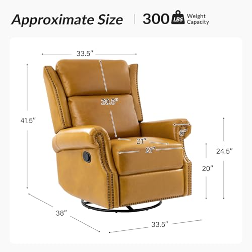 Genuine Leather Swivel Rocker Recliner with Footrest and Lumbar Support Q53520