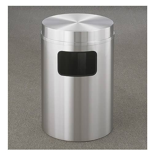 17 Gallon Flat Top Trash Receptacle with Plastic Liner Y74177