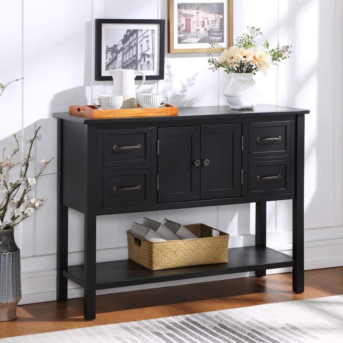 Navy Blue MDF 6 Drawer Sideboard Console Table Q153379
