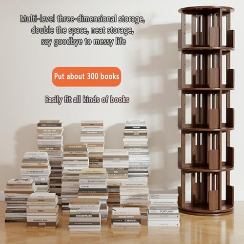 Cherry wood 360° Rotating Bookshelf Tower O92234