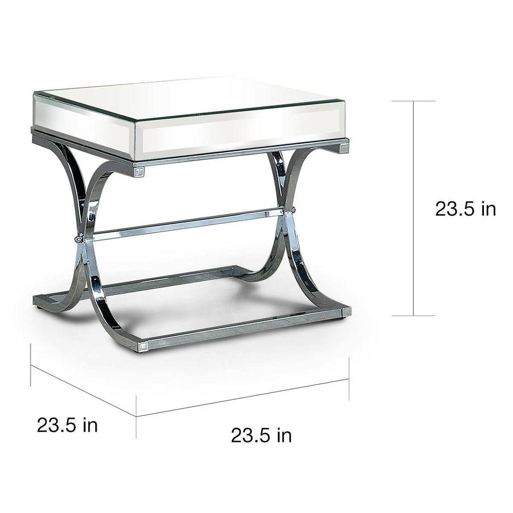 Chrome Metal Square End Table Z567