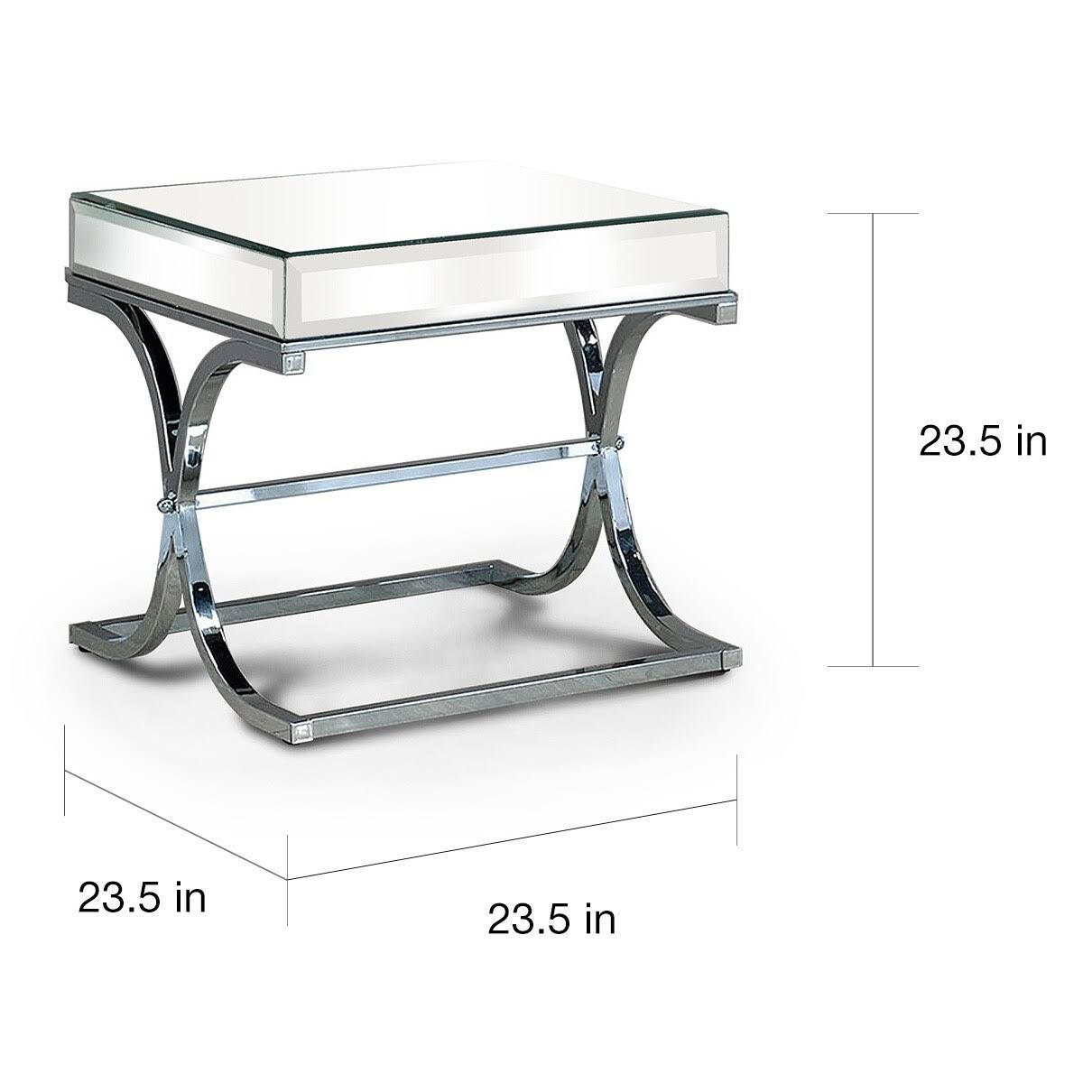 Chrome Metal Square End Table Z567