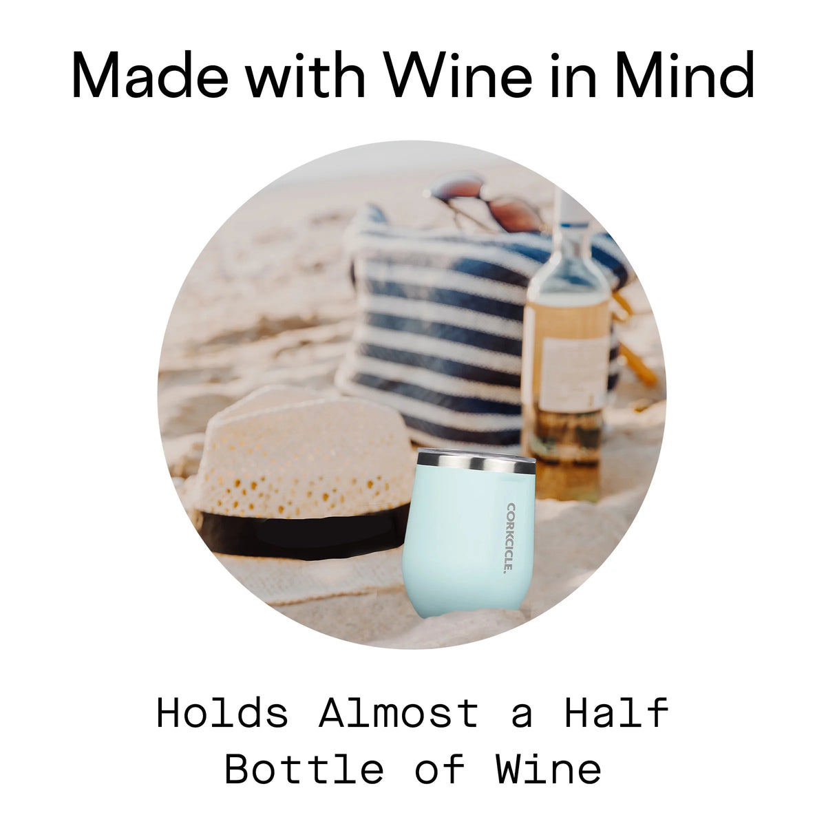 Gloss Powder Blue 12 oz Stainless Steel Stemless Wine Glass N38198