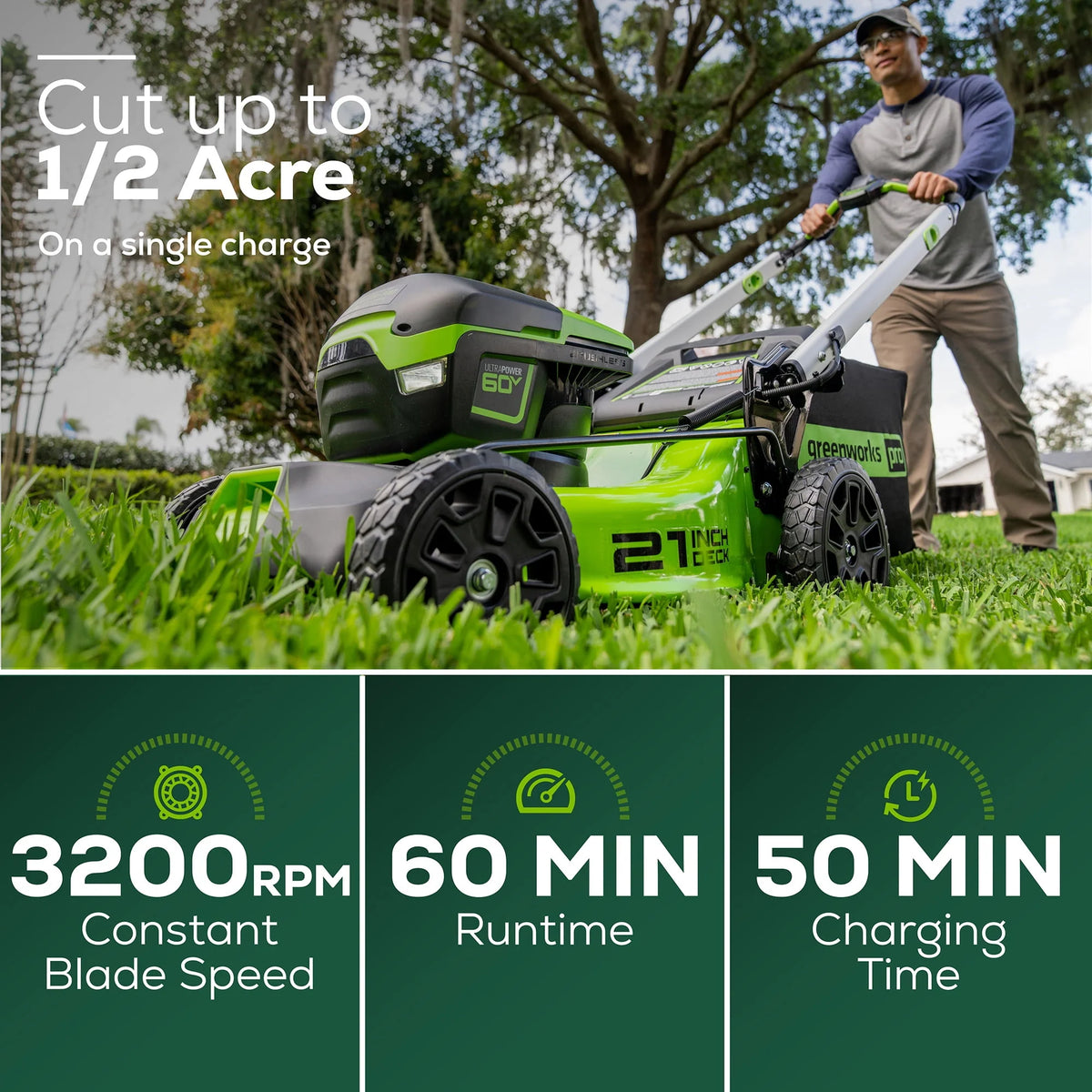 60V 21 Cordless Brushless Lawn Mower with Battery & Charger C333758