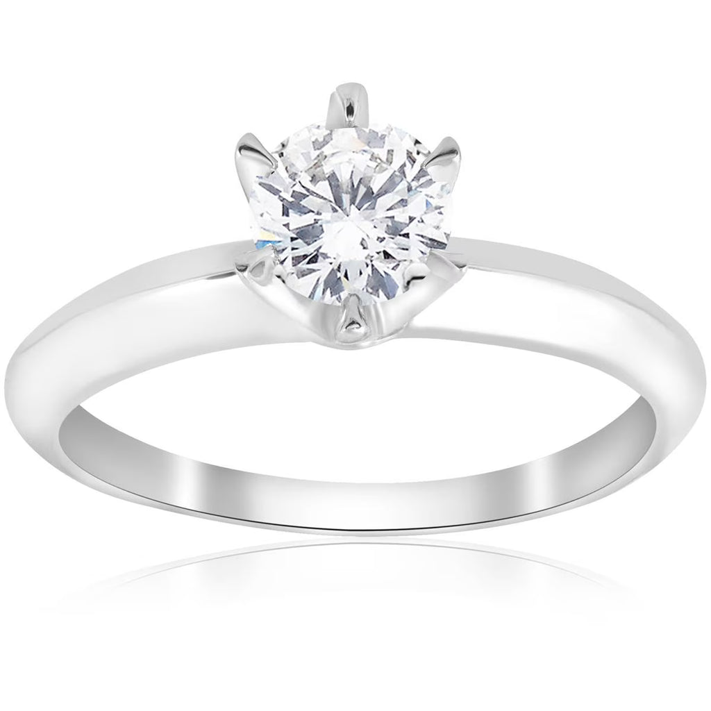 3/4ct Solitaire Diamond 14K White Gold Engagement Ring U4498