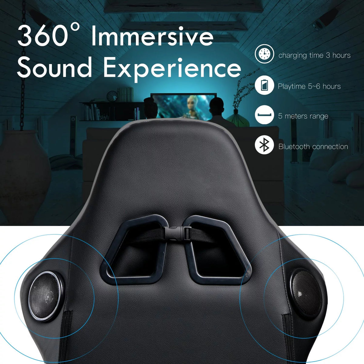 Gray Gaming Chair with Speakers and Footrest C5532