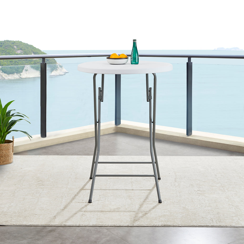 White Round Folding Resin Cocktail Table Z627