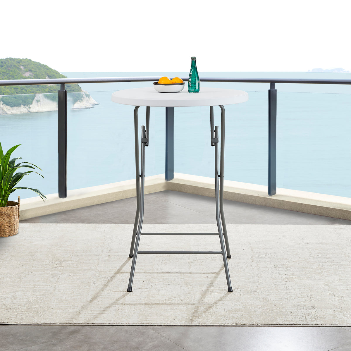 White Round Folding Resin Cocktail Table Z627
