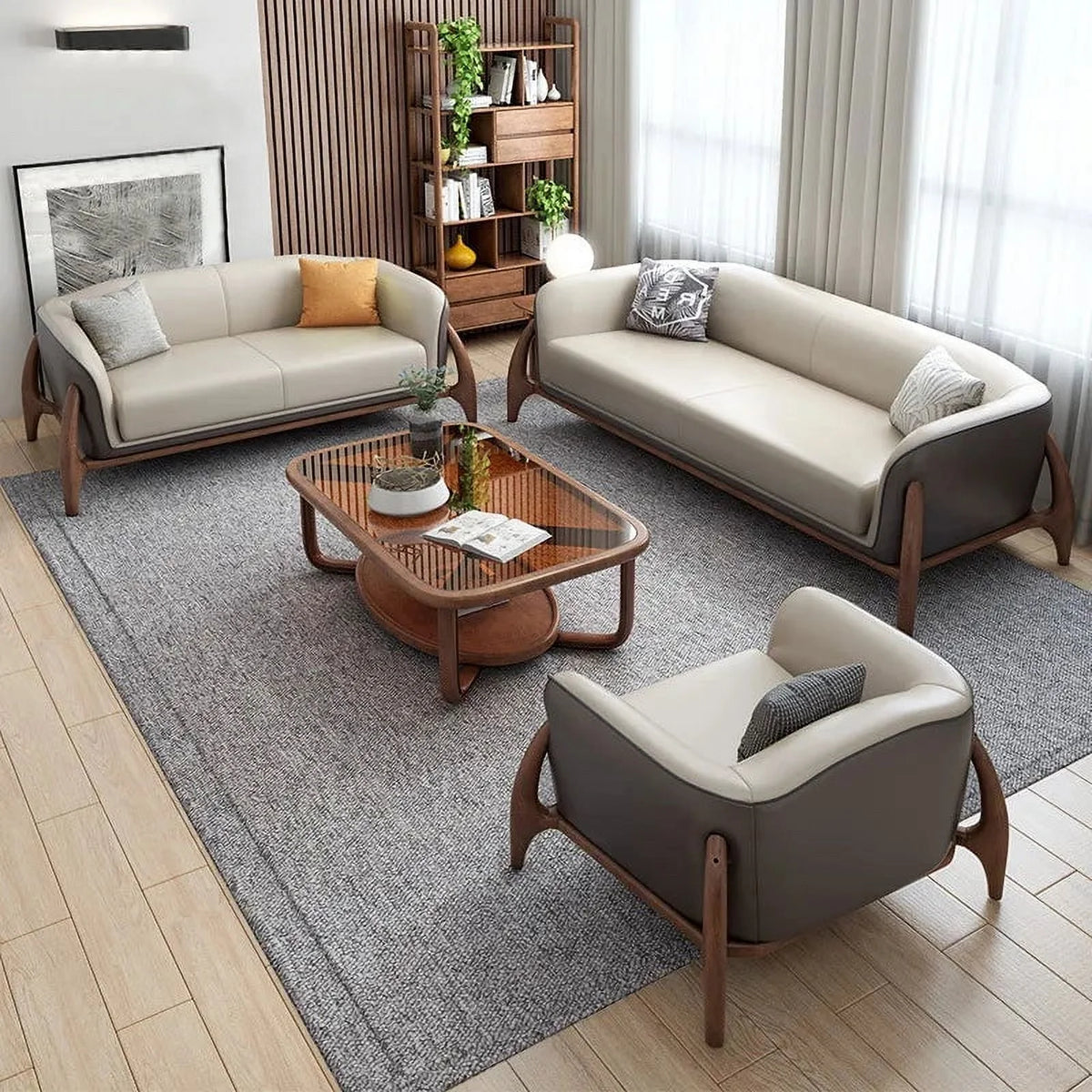 Nordic Leather Sectional Sofa Set Q2925