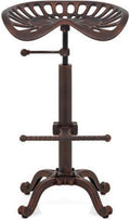 Rustic Industrial Bar Stool Cast Iron Adjustable Height Swivel V737