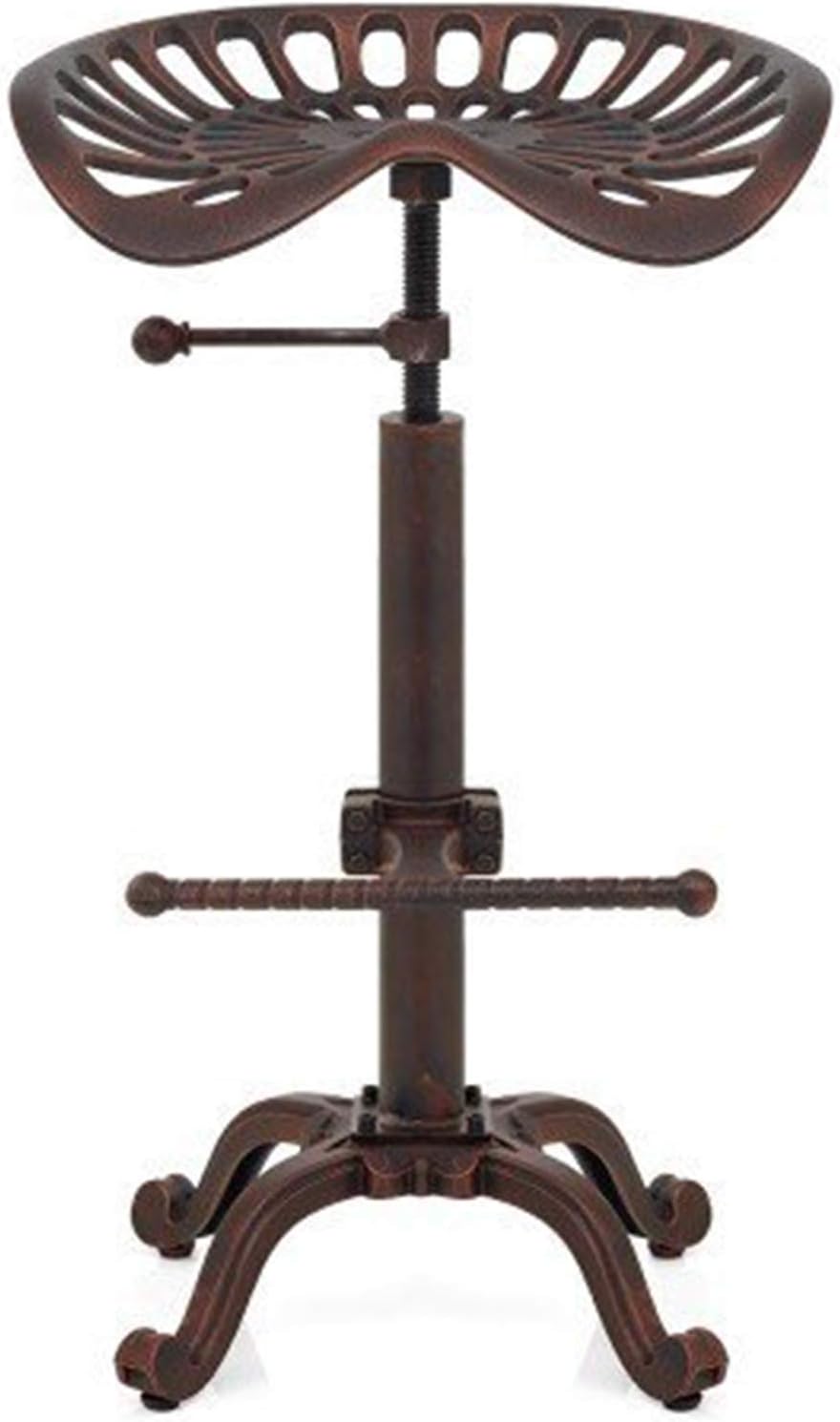 Rustic Industrial Bar Stool Cast Iron Adjustable Height Swivel V737