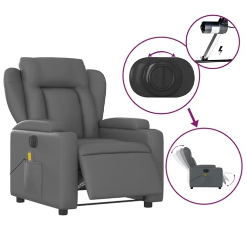 Gray Faux Leather Electric Massage Recliner Chair S461368