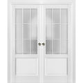 Sliding French Pocket Door 30 x 96 Inches with Clear Glass 12 Lites Matte White K424256