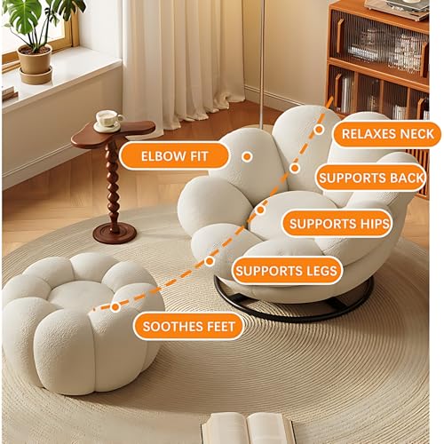 Blue Pumpkin Shape Swivel Lounge Chair with Ottoman X988179