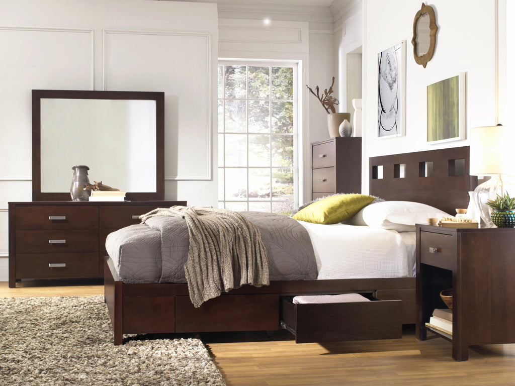 5PC Twin Storage Bed, 2 Nightstand, Dresser & Mirror Set N6169