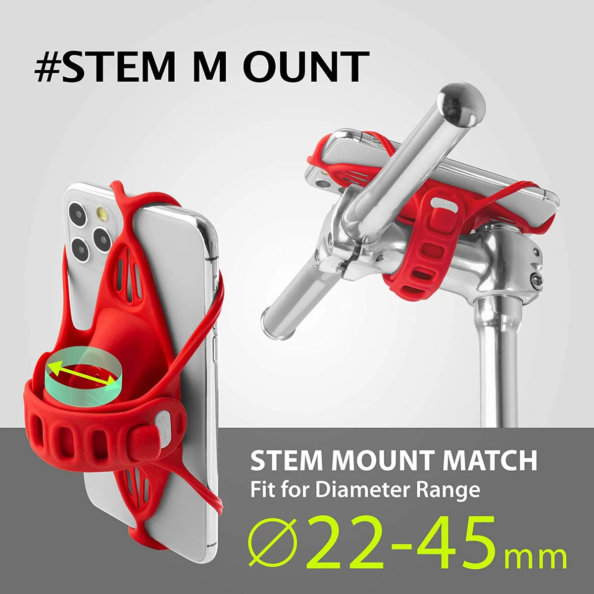 Red Bike Phone Mount for Stem Mounting 4.7"-7.2" Cell Phones Z970260