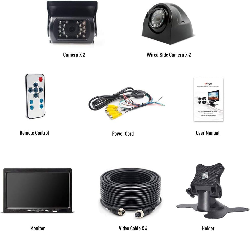 Backup Camera with Monitor 4 Channels Split Screen T235868