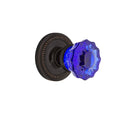 Crystal Cobalt Glass Passage Door Knob in Timeless Bronze D530878