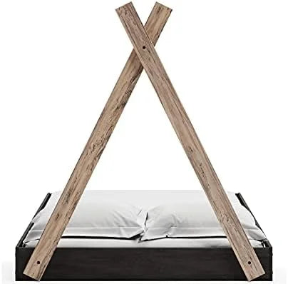 Full Natural Wood & White Tent Bed Frame F77957