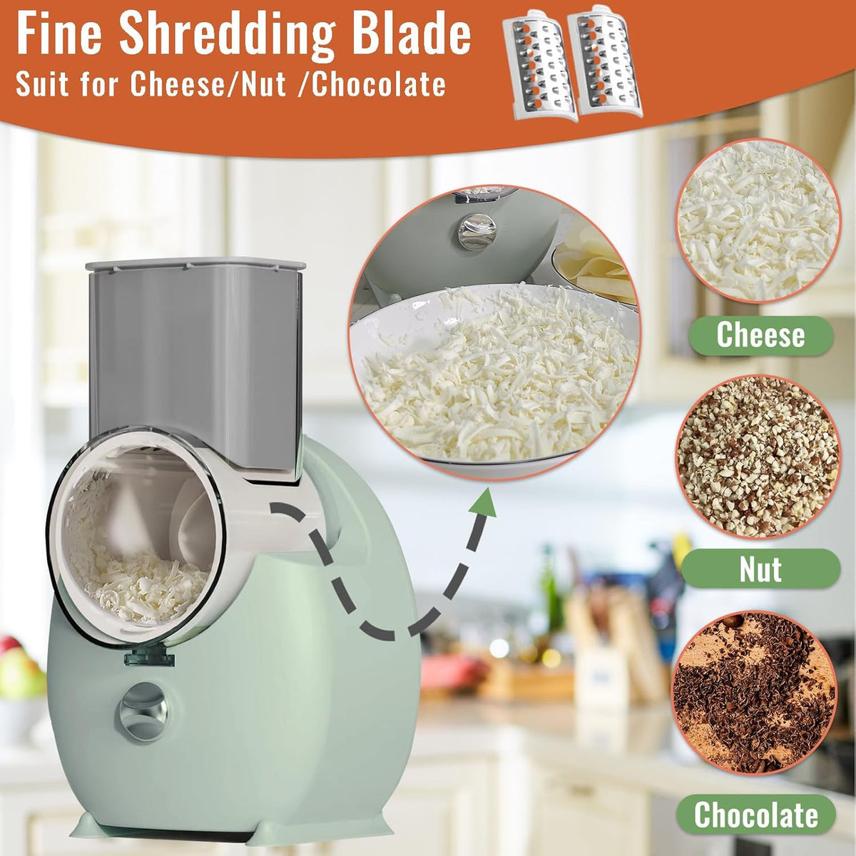 Electric Cheese Grater with 3 Changeable Blades F357095