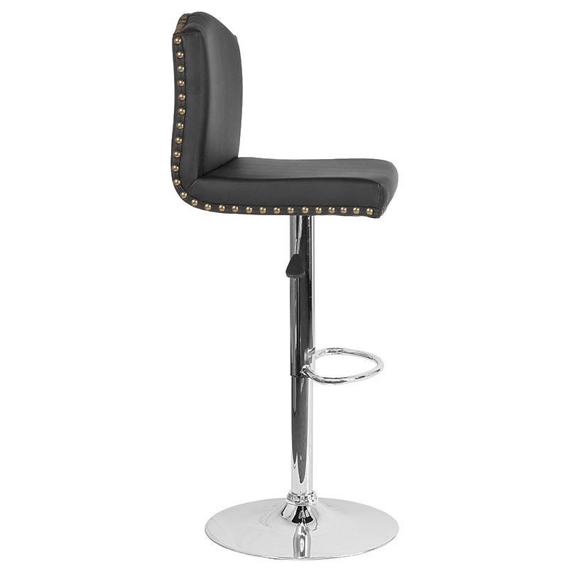 Black Leather Adjustable Height Barstool Z5002