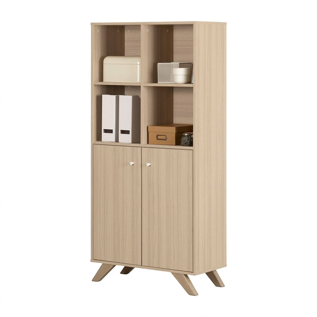 Contemporary Bookcase with 2 Doors & 4 Open Storage Spaces I2773