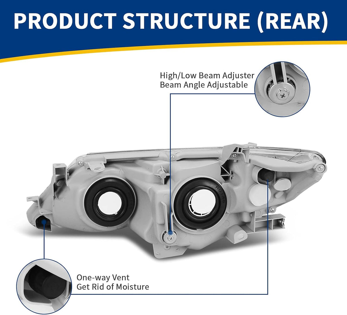 Headlight Assembly with Chrome Housing Clear Lens Y91463