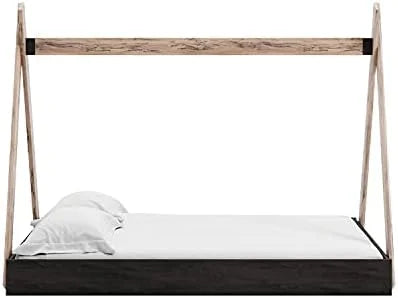 Full Natural Wood & White Tent Bed Frame F77957