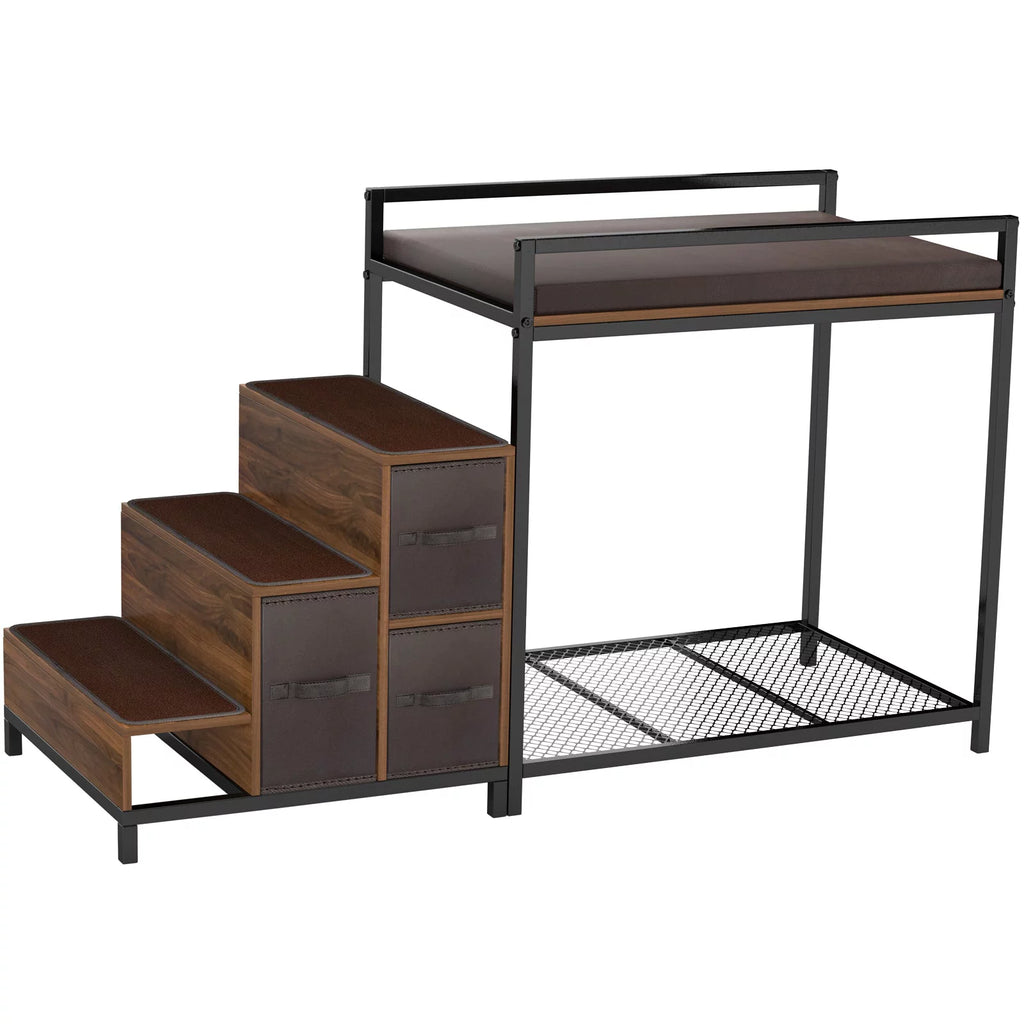 Dog Bunk Bed Elevated with Non-slip Pad and Storage K762834