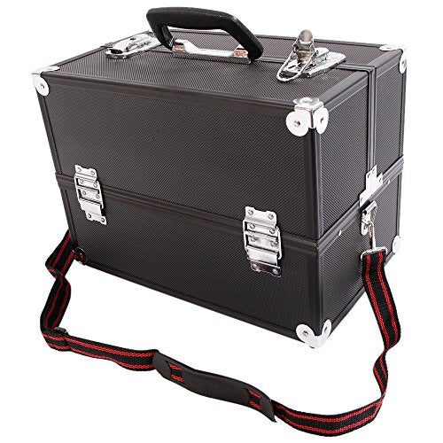 14inch Black Aluminum Cosmetic Case with 6 Trays Z712