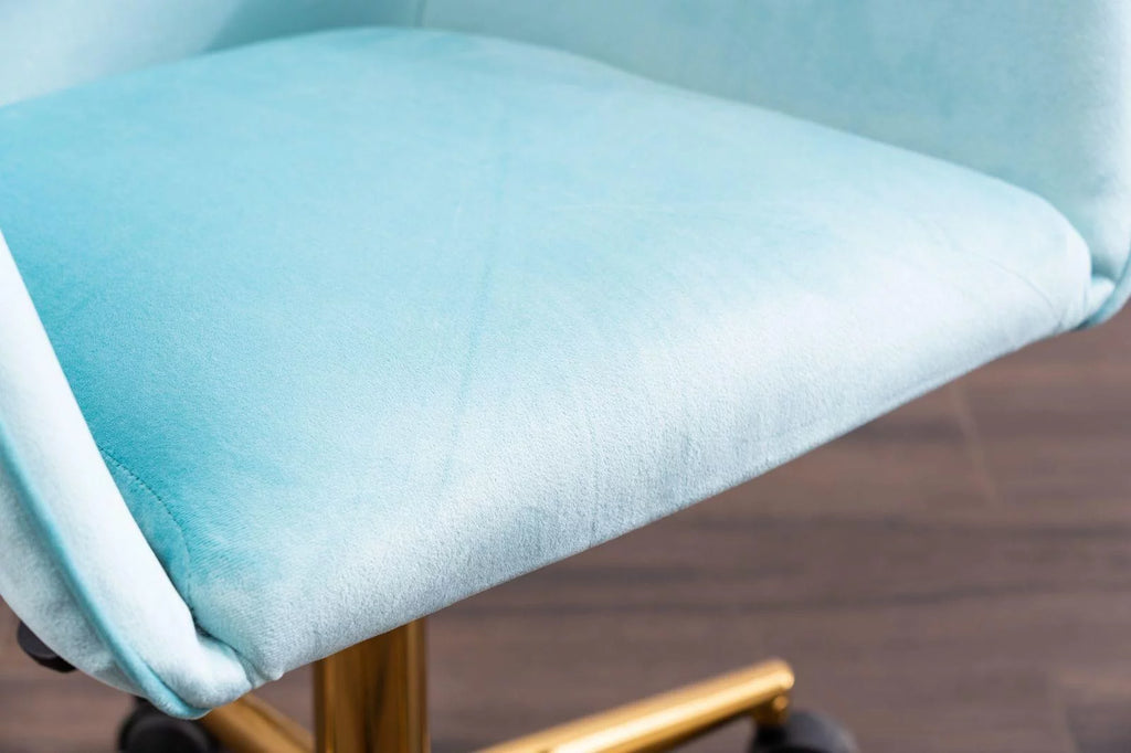 Light Blue Velvet Adjustable Height Office Chair V748124
