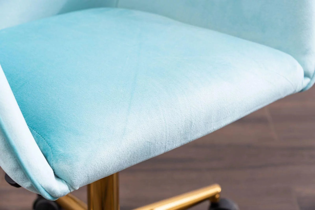 Light Blue Velvet Adjustable Height Office Chair V748124
