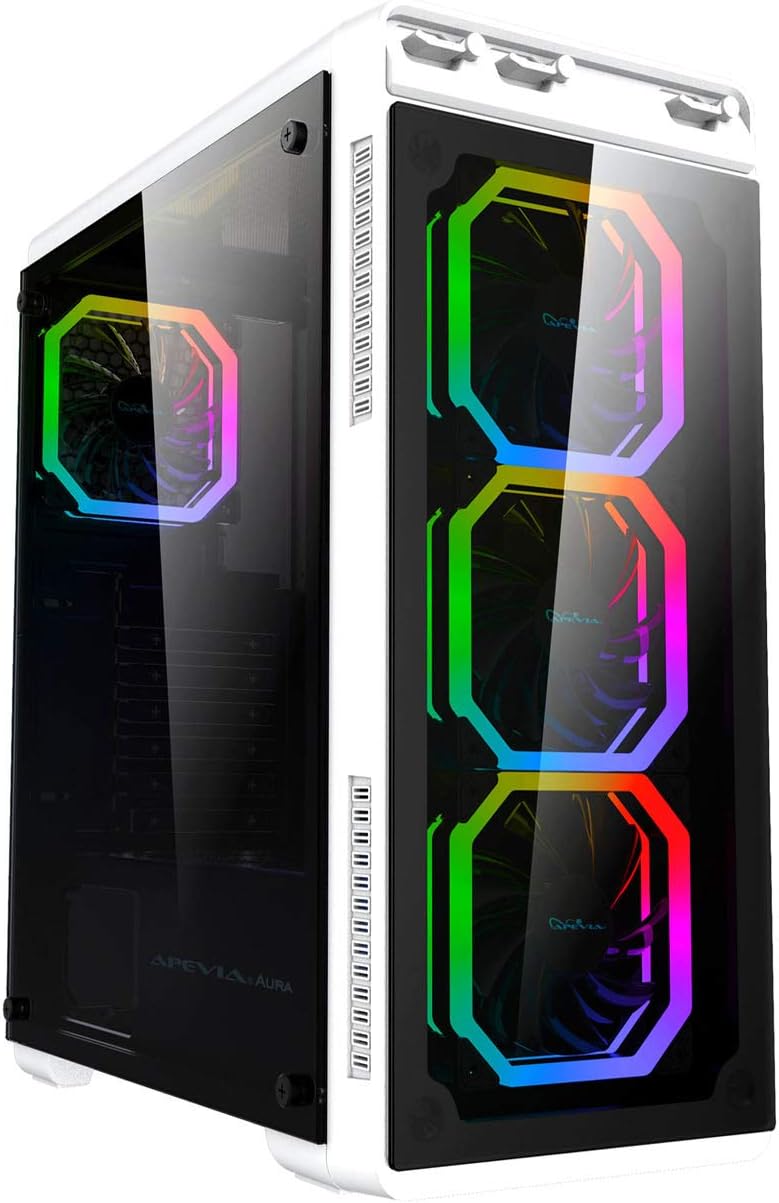 Black Mid Tower Gaming Case with 4 RGB Fans D5486