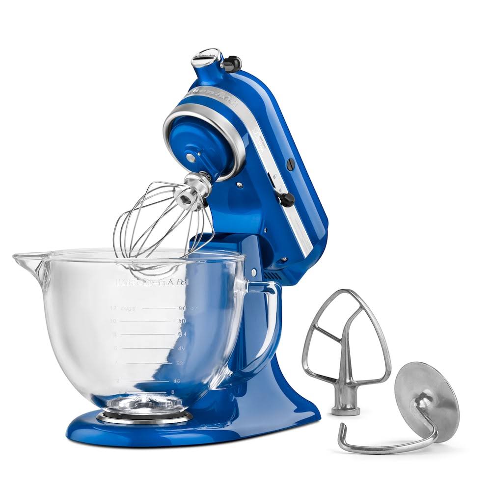 Electric Blue 5 Quart Stand Mixer with Glass Bowl L145
