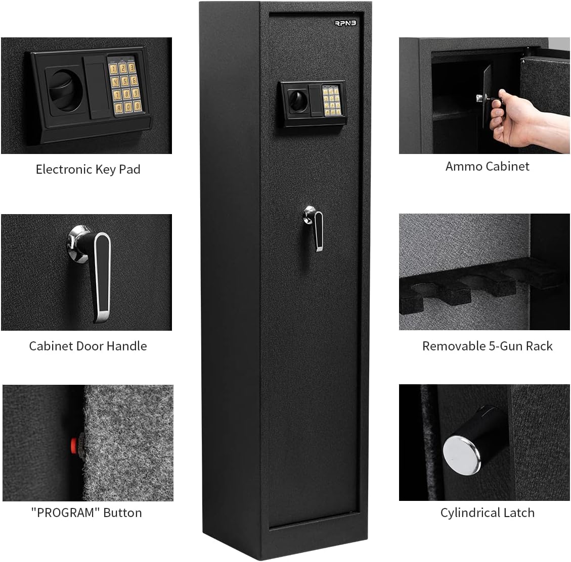 5-Gun Large Metal Rifle Gun Security Cabinet C15958
