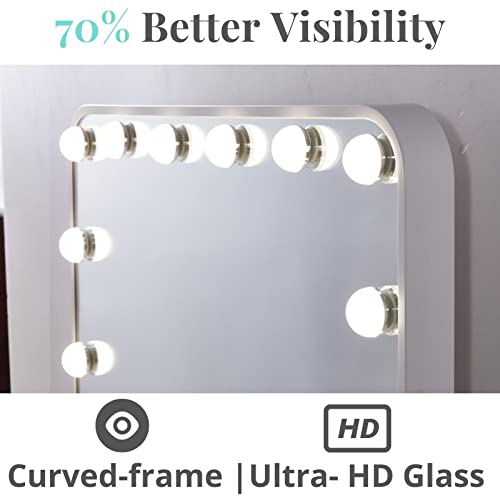 Large Hollywood Vanity Mirror with Lights, 18 LED Bulbs, Wall-Mount/Tabletop (Rose Gold) W58091