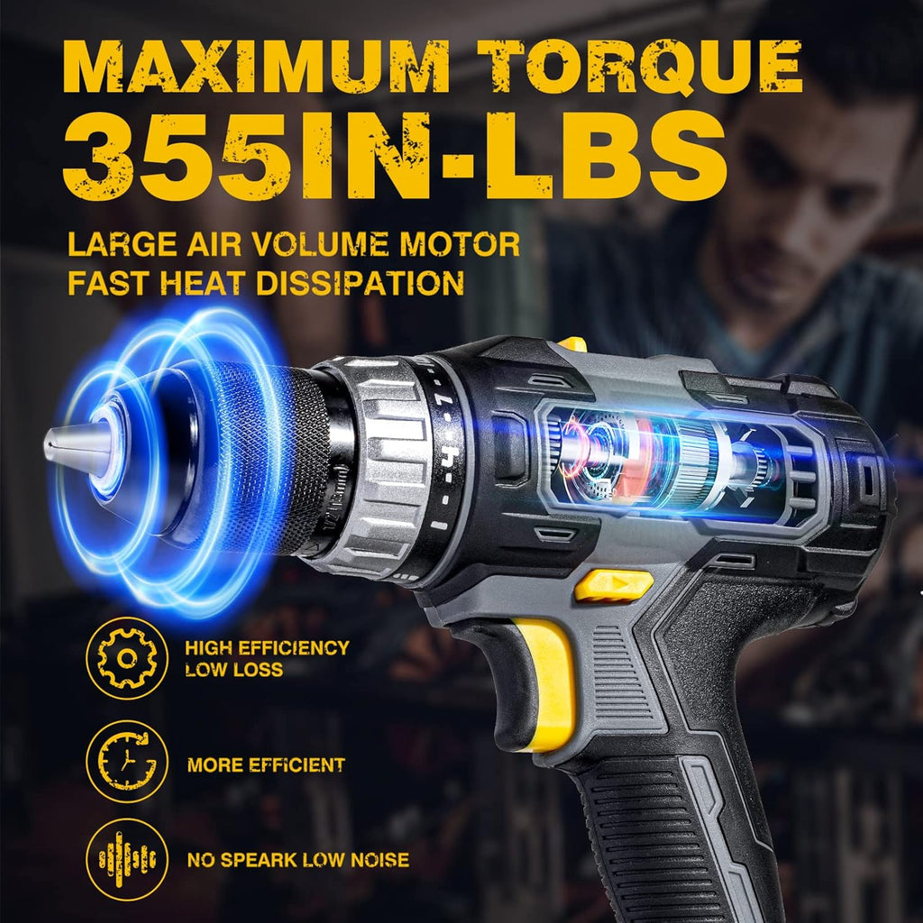 20V Cordless Electric Power Drill Set with 2.0AH Li-Battery Q82120