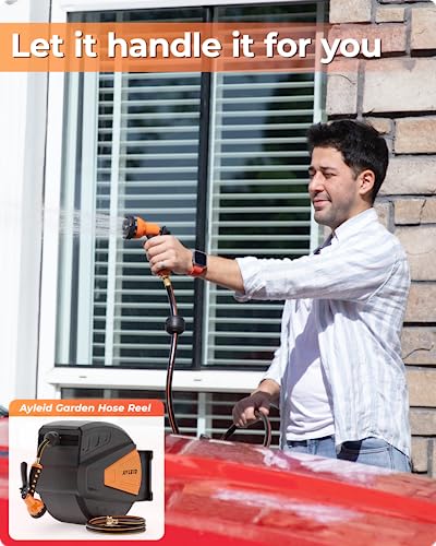 Garden Hose Reel, 1/2 in x 100 ft Wall Mounted, Grey N359